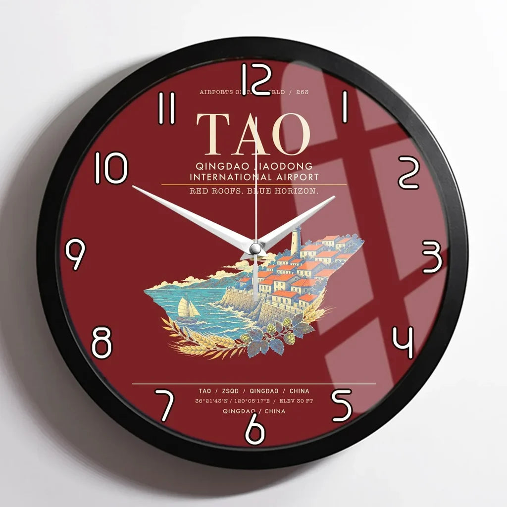 Qingdao Jiaodong International Airport TAO Wall-Clock Framed - Dark Red
