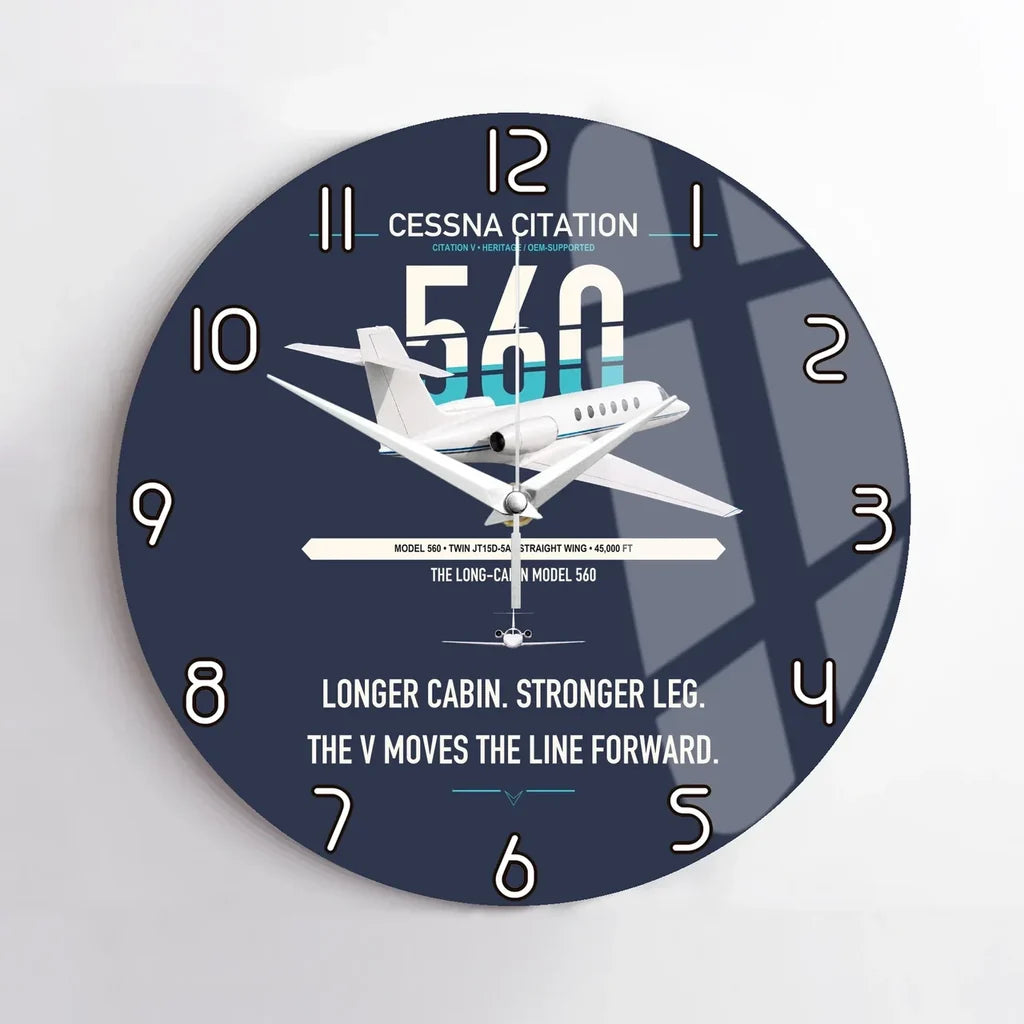 Cessna Citation 560 - Citation V design on navy blue no frame wall clock