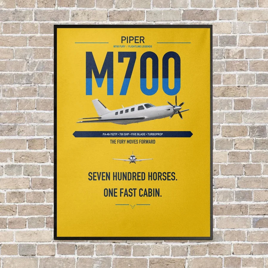 Piper M700 Fury vertical canvas print - framed - yellow background