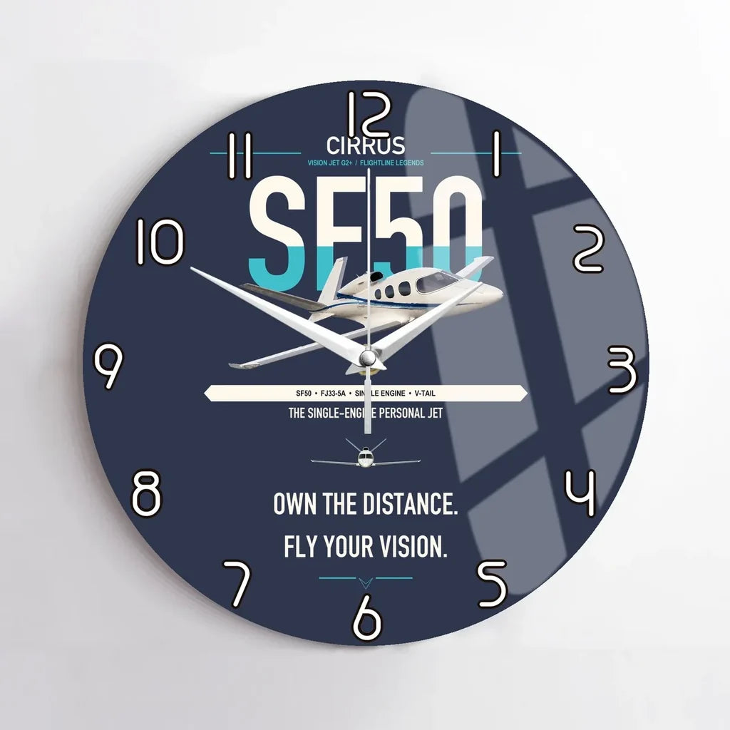 Cirrus Vision Jet G2+ design on navy blue no frame wall clock