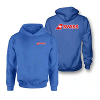 Thumbnail for Swiss International Airlines logo on blue double side hoodie