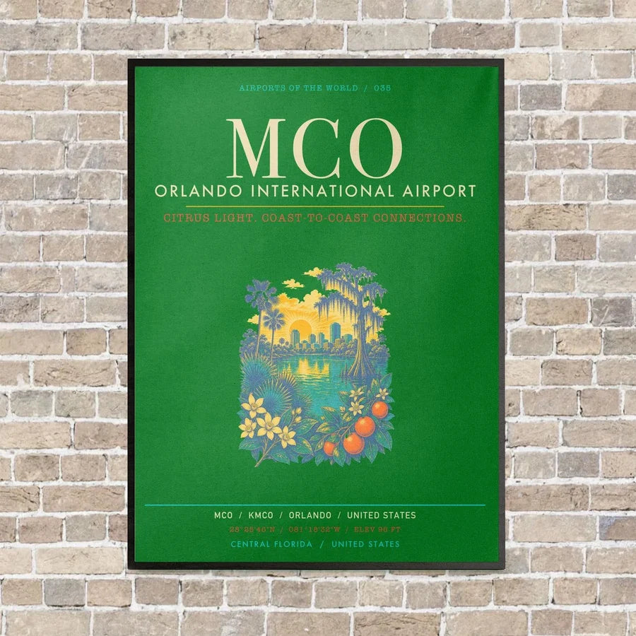 Orlando International Airport MCO - Canvas Framed - Green