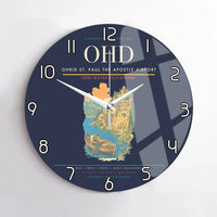 Thumbnail for Ohrid St. Paul the Apostle Airport (OHD) design on navy blue no frame wall clock