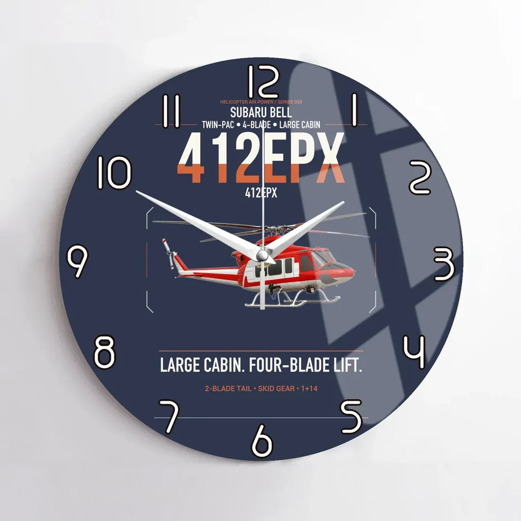SUBARU Bell 412EPX design on navy blue no frame wall clock
