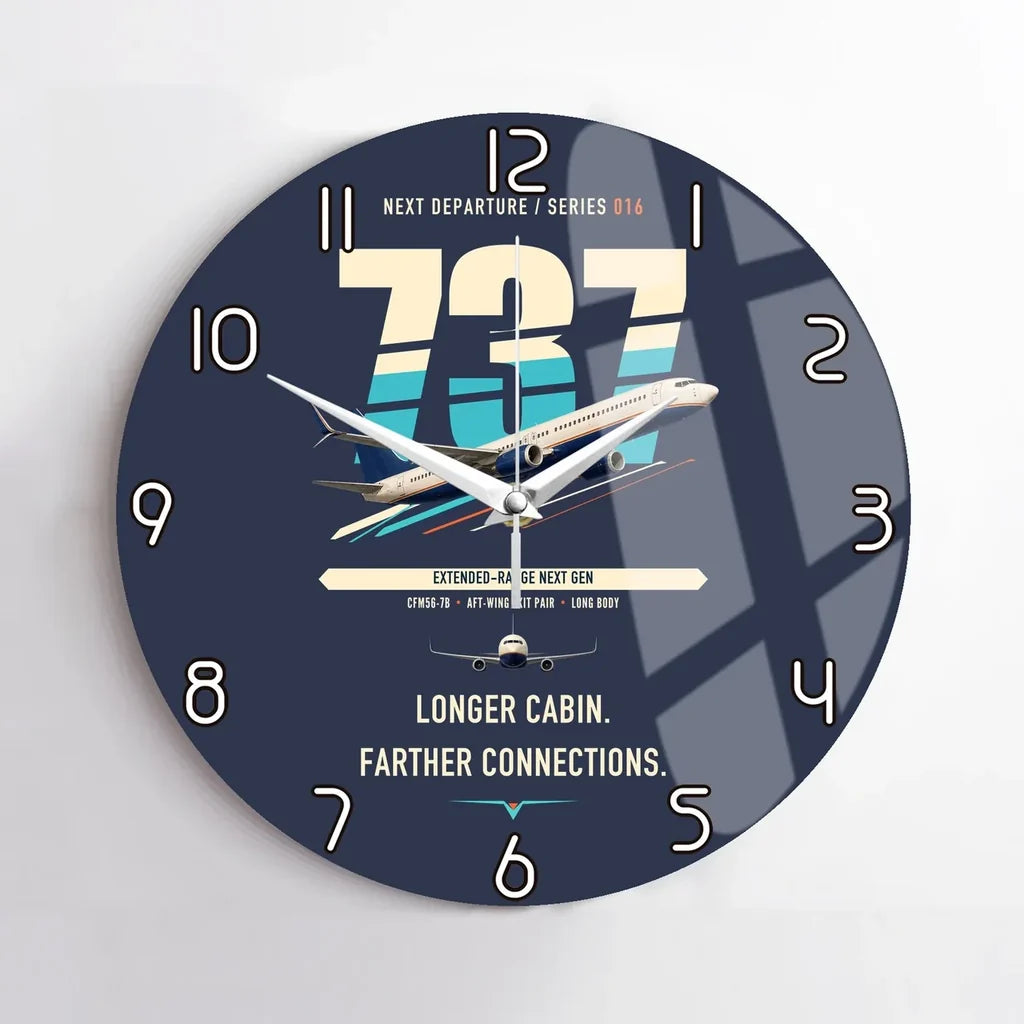 Boeing 737-900ER design on navy blue no frame wall clock