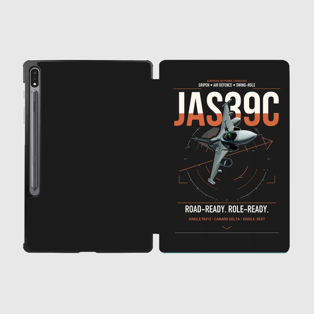 Saab JAS 39C Gripen design on black samsung tablet tablet case