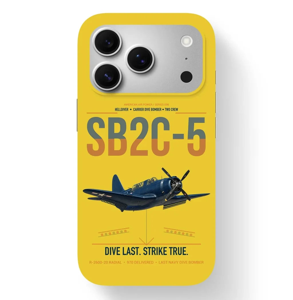 SB2C-5 Helldiver design on yellow magsafe iphone case, for iPhone 17 Pro