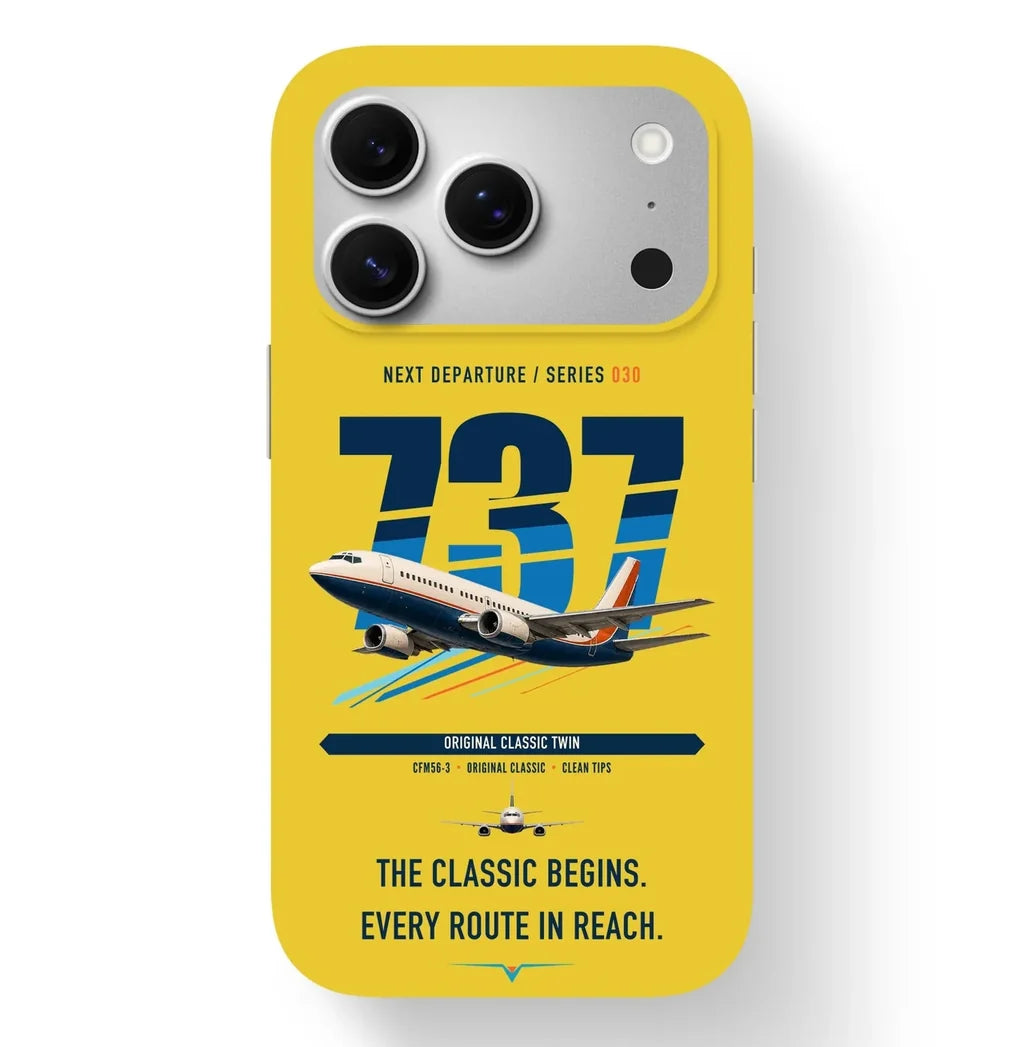 Boeing 737-300 Classic design on yellow magsafe iphone case