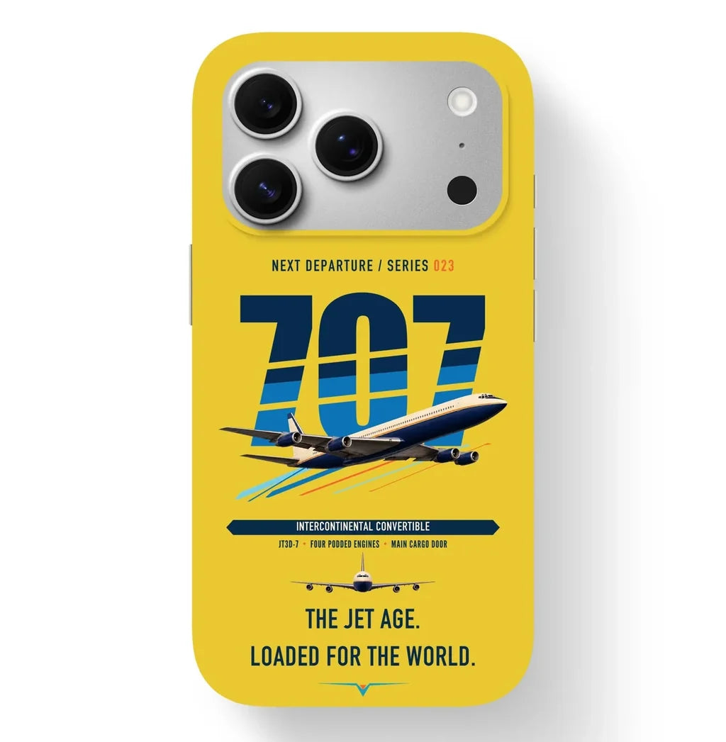 Boeing 707-320C design on yellow magsafe iphone case