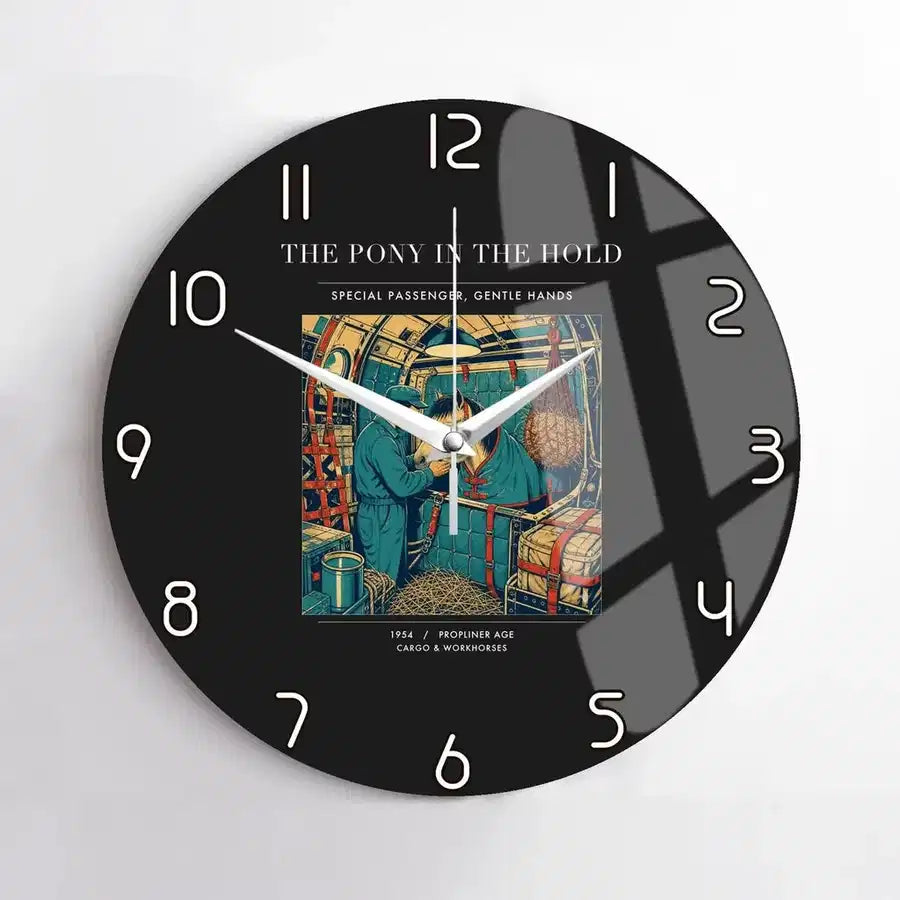 VINTAGE G4235 - The Pony In The Hold - Designed Wall Clocks design on black no-frame