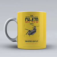 Thumbnail for Boeing CH-47D design on yellow ceramic mug, double-side print