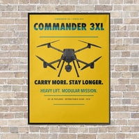 Thumbnail for Draganfly Commander 3XL vertical canvas print - framed - yellow background