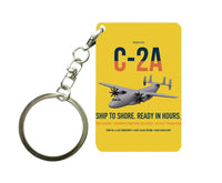 Thumbnail for C-2A Greyhound design on yellow designed key chain, double-side print