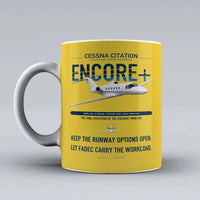 Thumbnail for Cessna Citation Encore+ design on yellow ceramic mug, double-side print