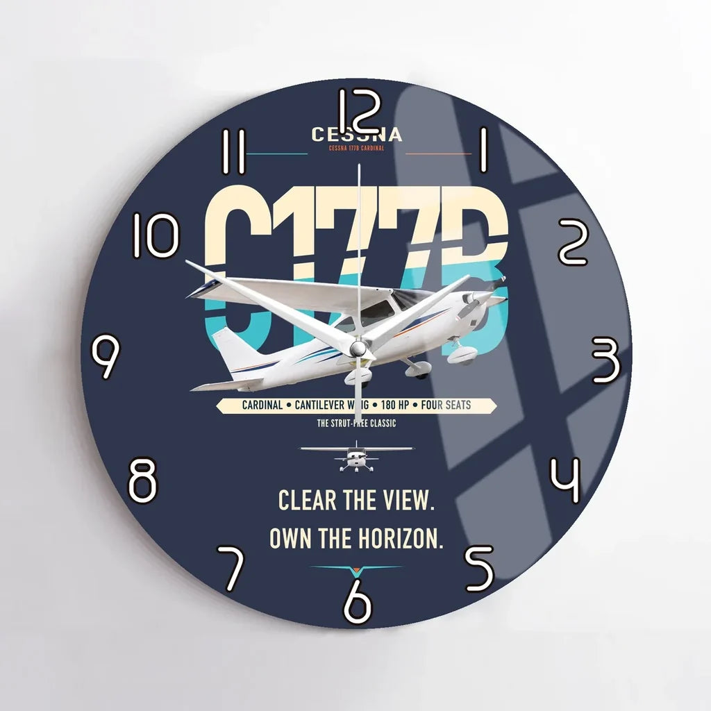 Cessna 177B Cardinal design on navy blue no frame wall clock