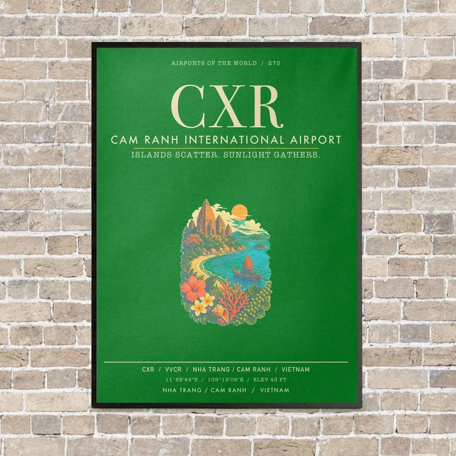 Cam Ranh International Airport Nha Trang CXR - Canvas Framed - Green