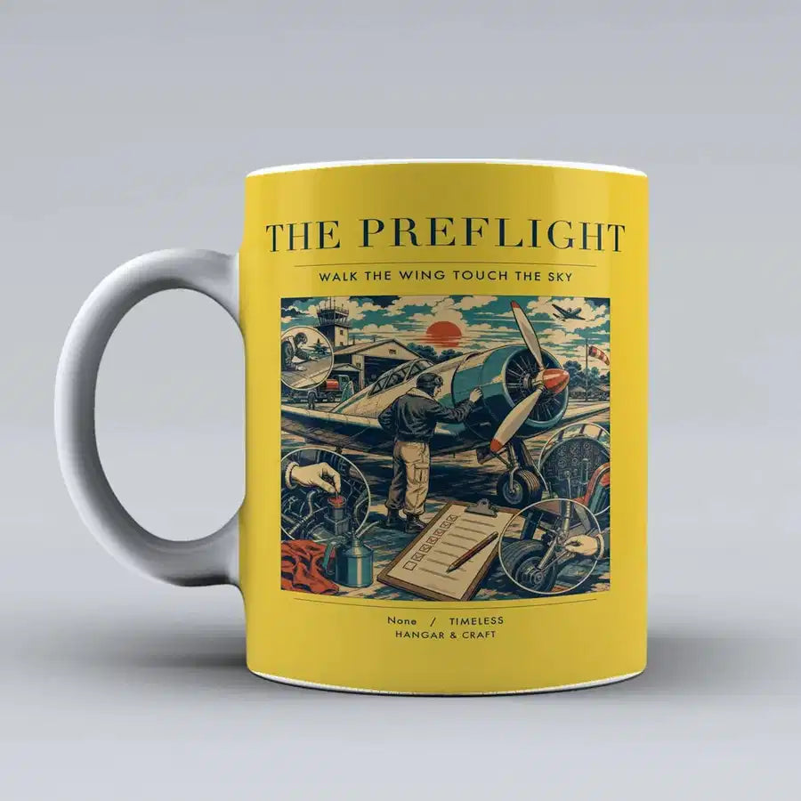 VINTAGE G4138 - The Preflight - Ceramic Mug design on yellow