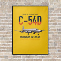 Thumbnail for C-54D Skymaster vertical canvas print - framed - yellow background