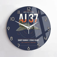 Thumbnail for Saab AJ 37 Viggen design on navy blue no frame wall clock