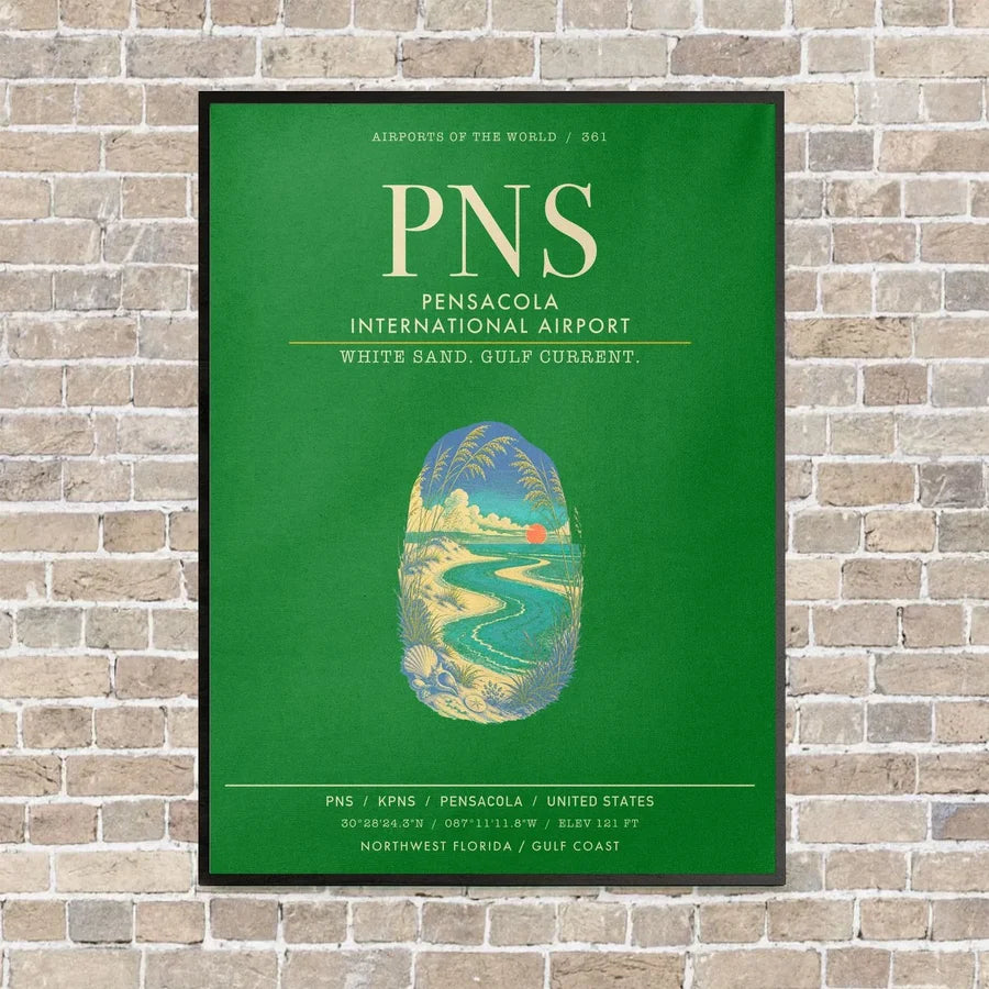 Pensacola International Airport PNS - Canvas Framed - Green