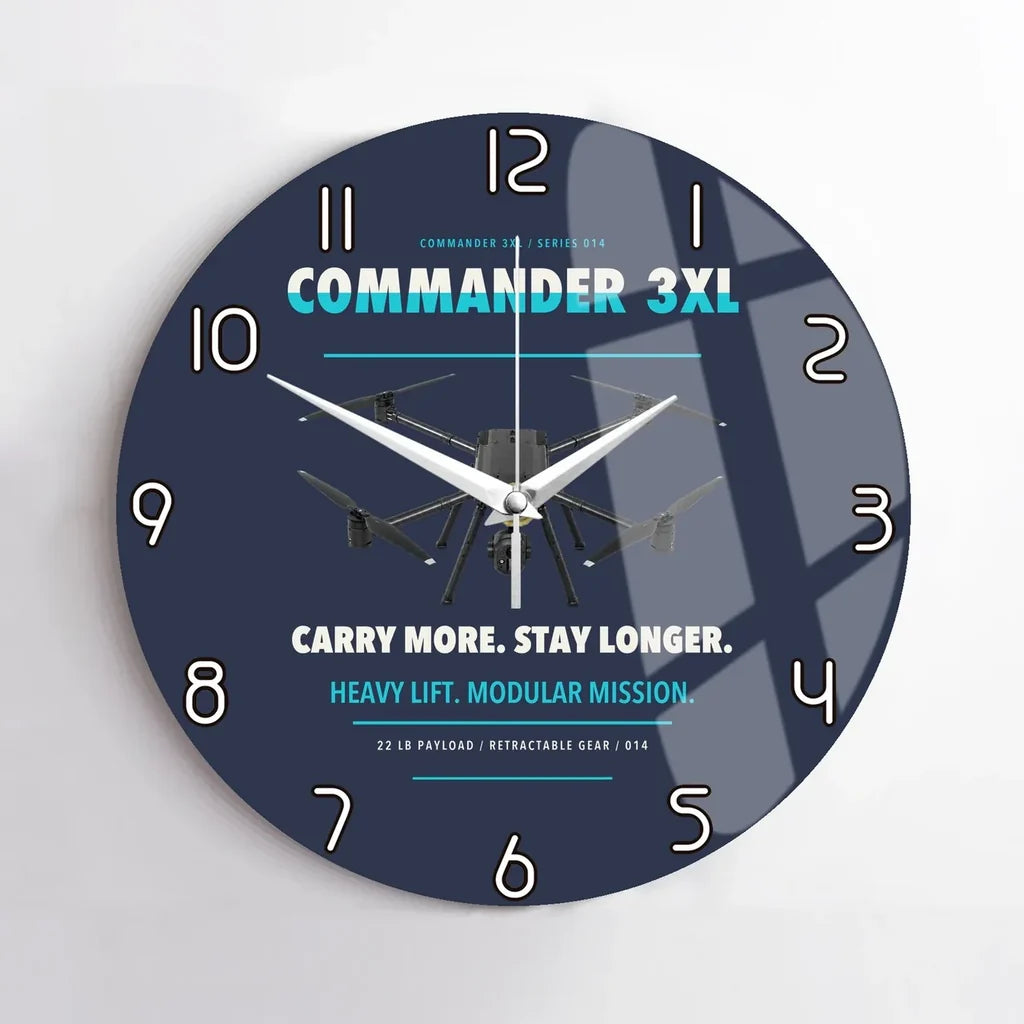 Draganfly Commander 3XL design on navy blue no frame wall clock