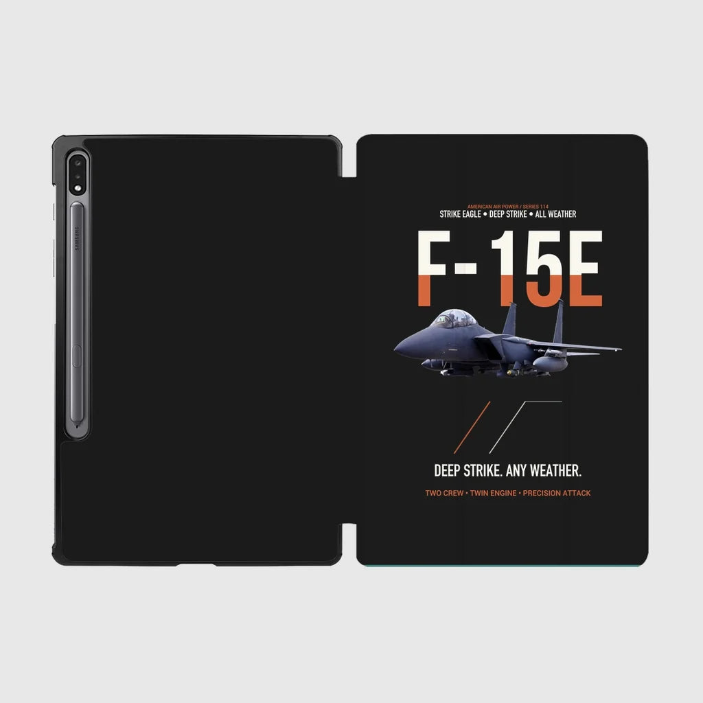 F-15E Strike Eagle Deep Strike Any Weather design on black samsung tablet tablet case