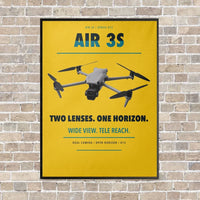 Thumbnail for DJI Air 3S vertical canvas print - framed - yellow background