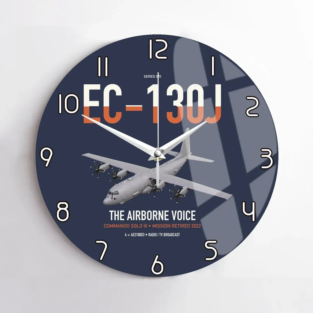 EC-130J Commando Solo III design on navy blue no frame wall clock