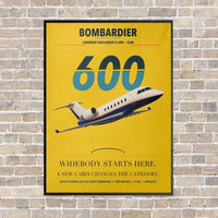 Thumbnail for Bombardier Challenger 600 vertical canvas print - framed - yellow background