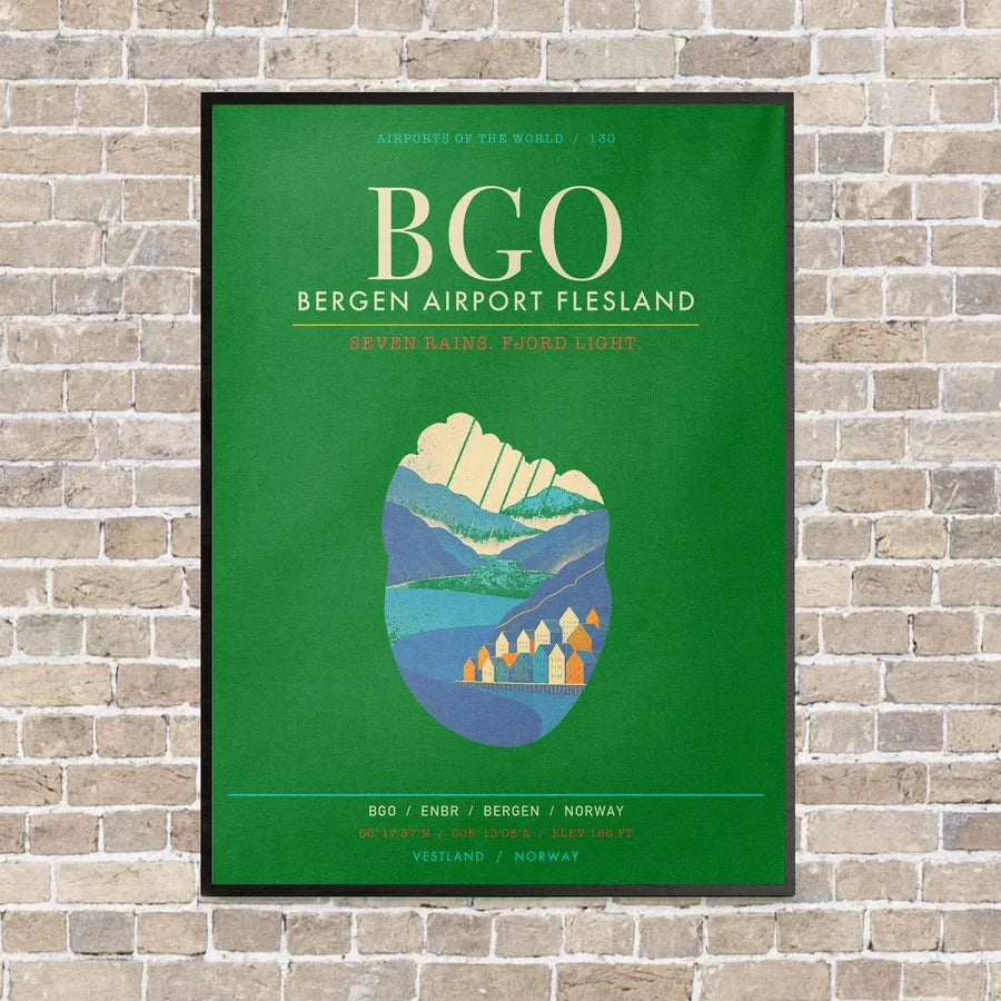 Bergen Airport Flesland BGO - Canvas Framed - Green