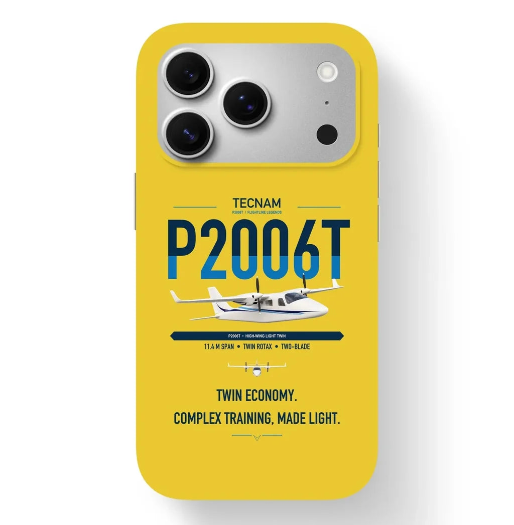 Tecnam P2006T design on yellow magsafe iphone case, for iPhone 17 Pro