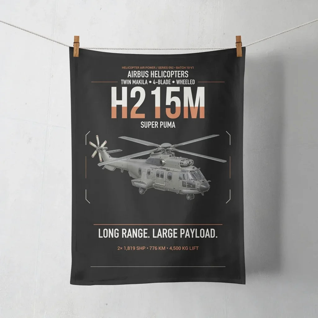 Airbus H215M design on black towel