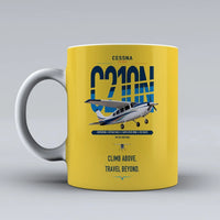 Thumbnail for Cessna T210N Centurion design on yellow ceramic mug, double-side print