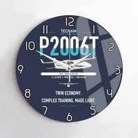 Thumbnail for Tecnam P2006T design on navy blue no frame wall clock
