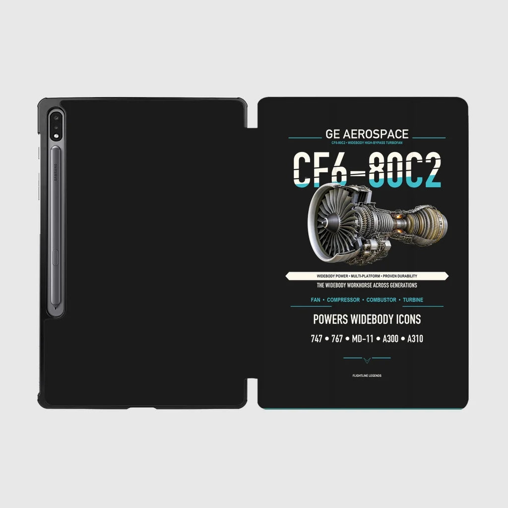 CF6-80C2 design on black samsung tablet tablet case