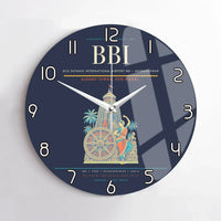 Thumbnail for Biju Patnaik International Airport (BBI) design on navy blue no frame wall clock