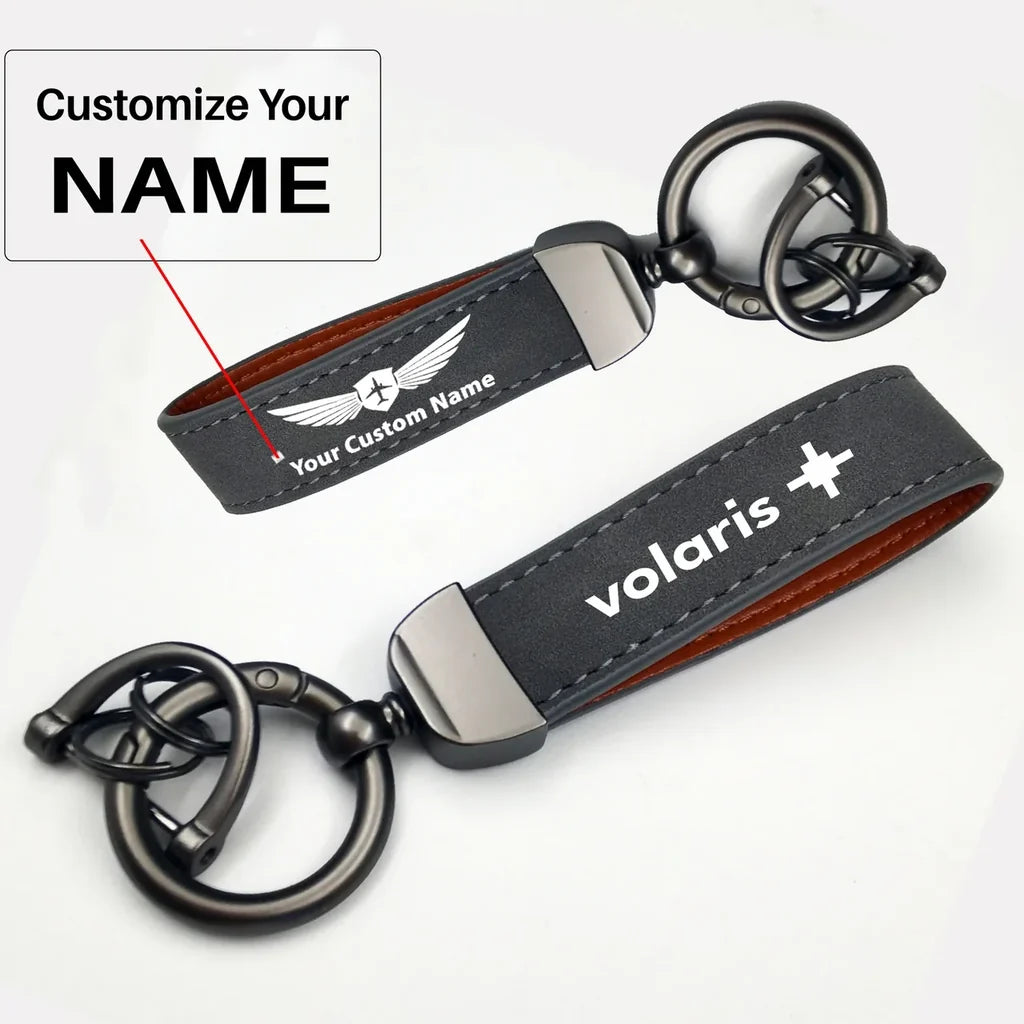 Volaris Horseshoe Buckle key chain, Gray + Name