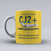 Thumbnail for Cessna Citation CJ2+ design on yellow ceramic mug, double-side print