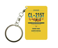 Thumbnail for Canadair CL-215T design on yellow designed key chain, double-side print