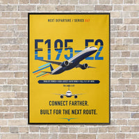 Thumbnail for Embraer E195-E2 vertical canvas print - framed - yellow background