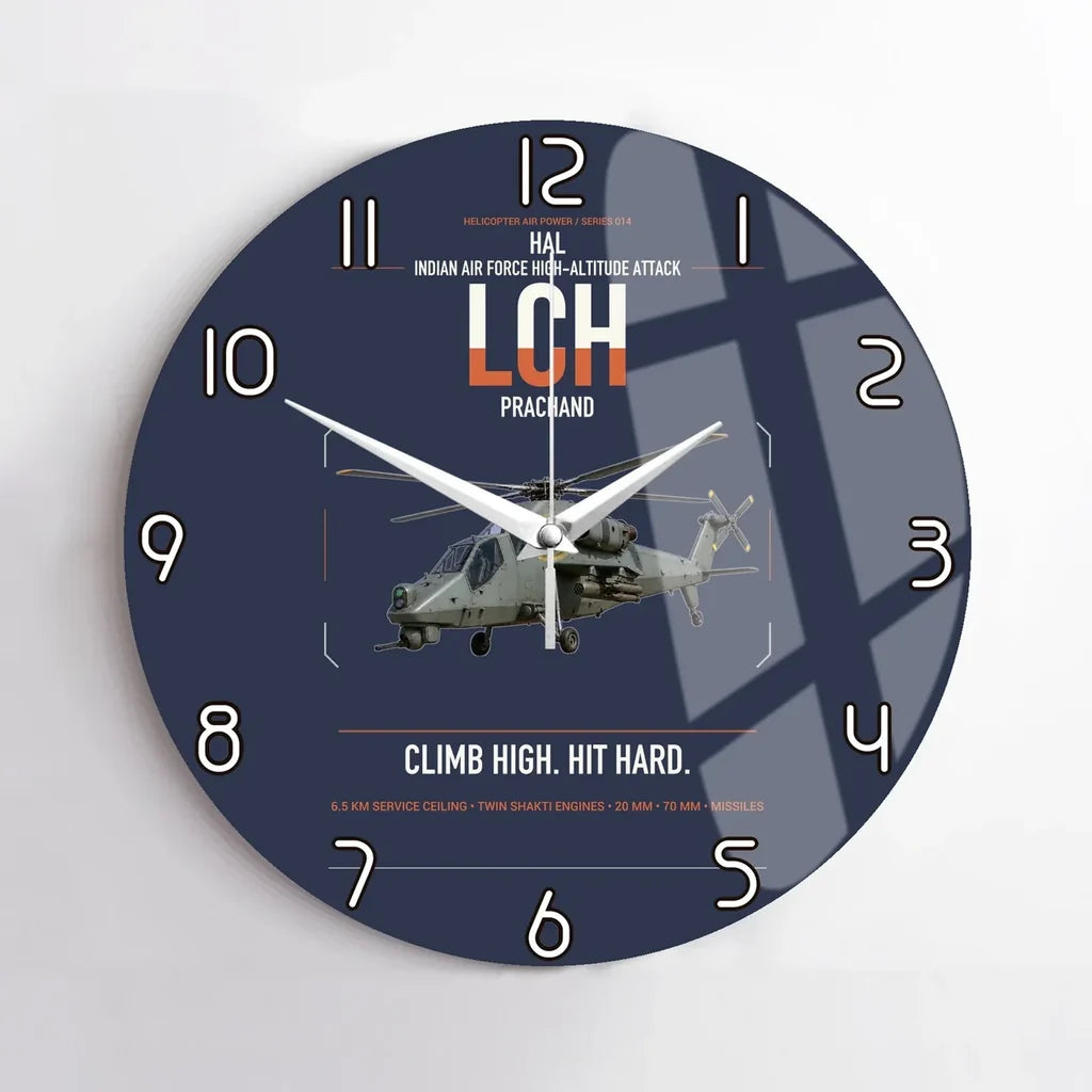 HAL LCH Prachand design on navy blue no frame wall clock