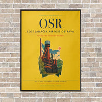 Thumbnail for Leoš Janáček Airport Ostrava OSR vertical canvas print - framed - yellow background