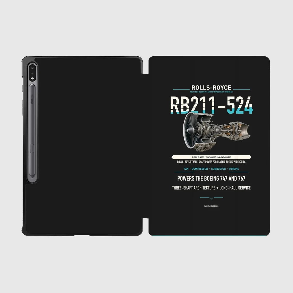 RB211-524 design on black samsung tablet tablet case