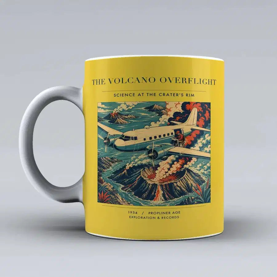 VINTAGE G4206 - The Volcano Overflight - Ceramic Mug design on yellow