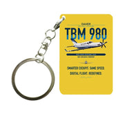 Thumbnail for Daher TBM 980 design on yellow designed key chain, double-side print
