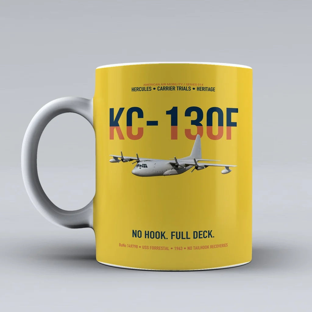 KC-130F BuNo 149798 design on yellow ceramic mug, double-side print