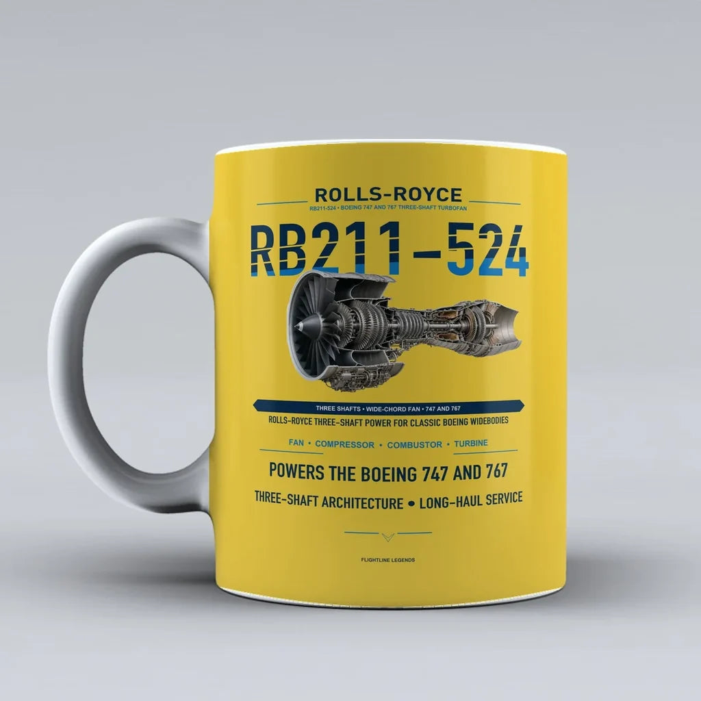 Mug design on yellow rb211 524