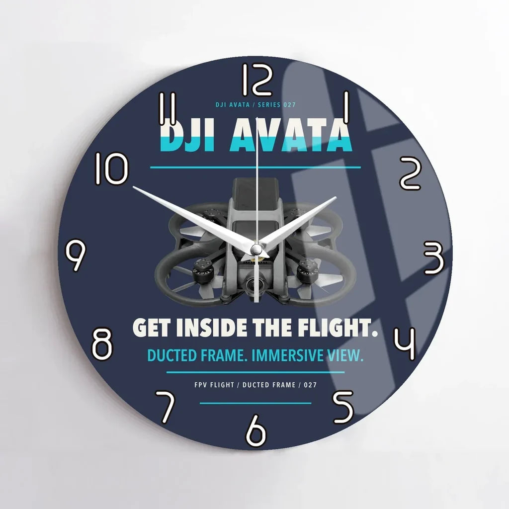 DJI Avata design on navy blue no frame wall clock