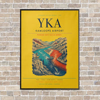 Thumbnail for Kamloops Airport YKA vertical canvas print - framed - yellow background