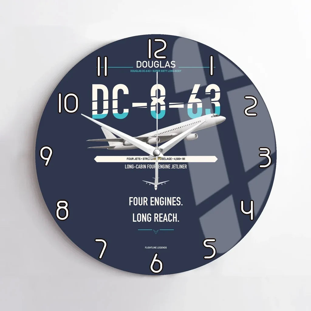 Douglas DC-8-63 design on navy blue no frame wall clock